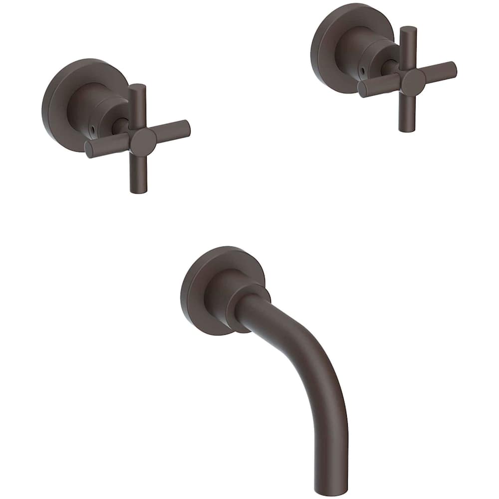 East Linear Wall Mounted Tub Filler with Metal Cross Handles