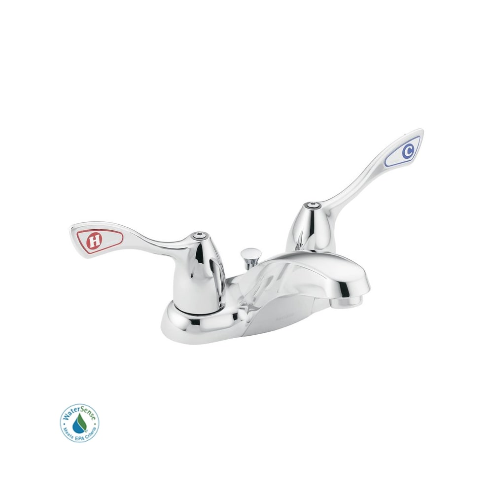 Moen Double Handle Centerset Bathroom Faucet from the M-BITION Collection (Valve Included) Chrome