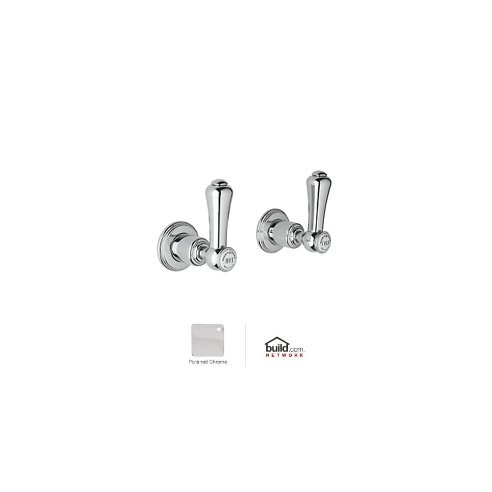 Georgian Era Pair of 1/2" Concealed Wall Valves with Porcelain Capped Metal Lever Handles