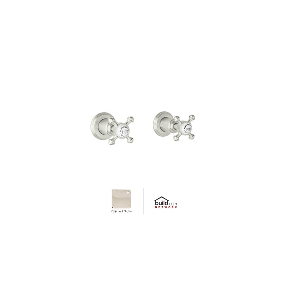 Georgian Era Pair of 1/2" Concealed Wall Valves with Porcelain Capped Metal Cross Handles