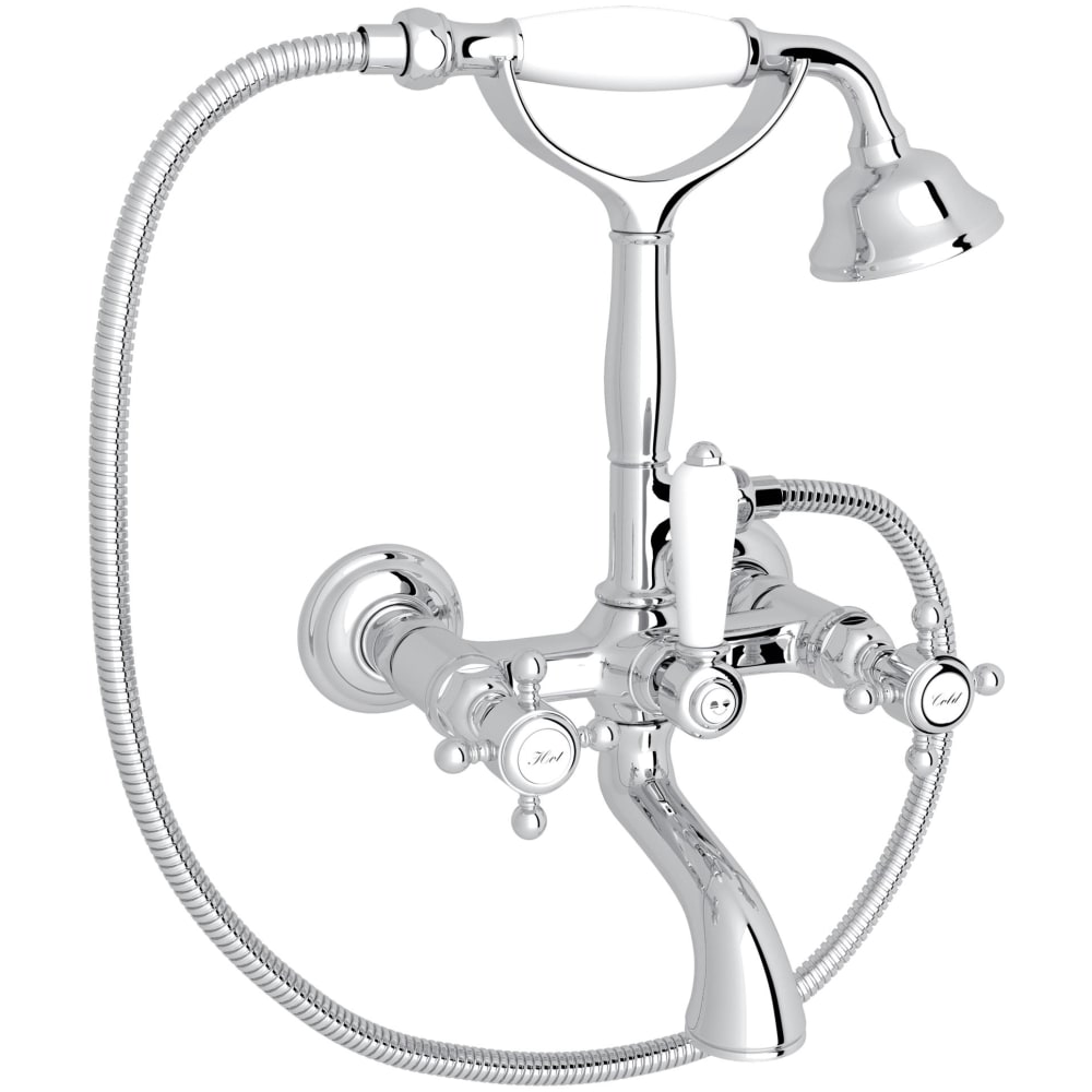 Acqui Wall Mounted Tub Filler with Built-In Diverter - Includes Hand Shower