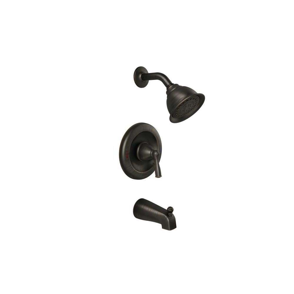 Moen Single Handle Posi-Temp Tub and Shower Valve Trim with Single Function Shower Head from the Banbury Collection (Valve Included) Mediterranean Bronze