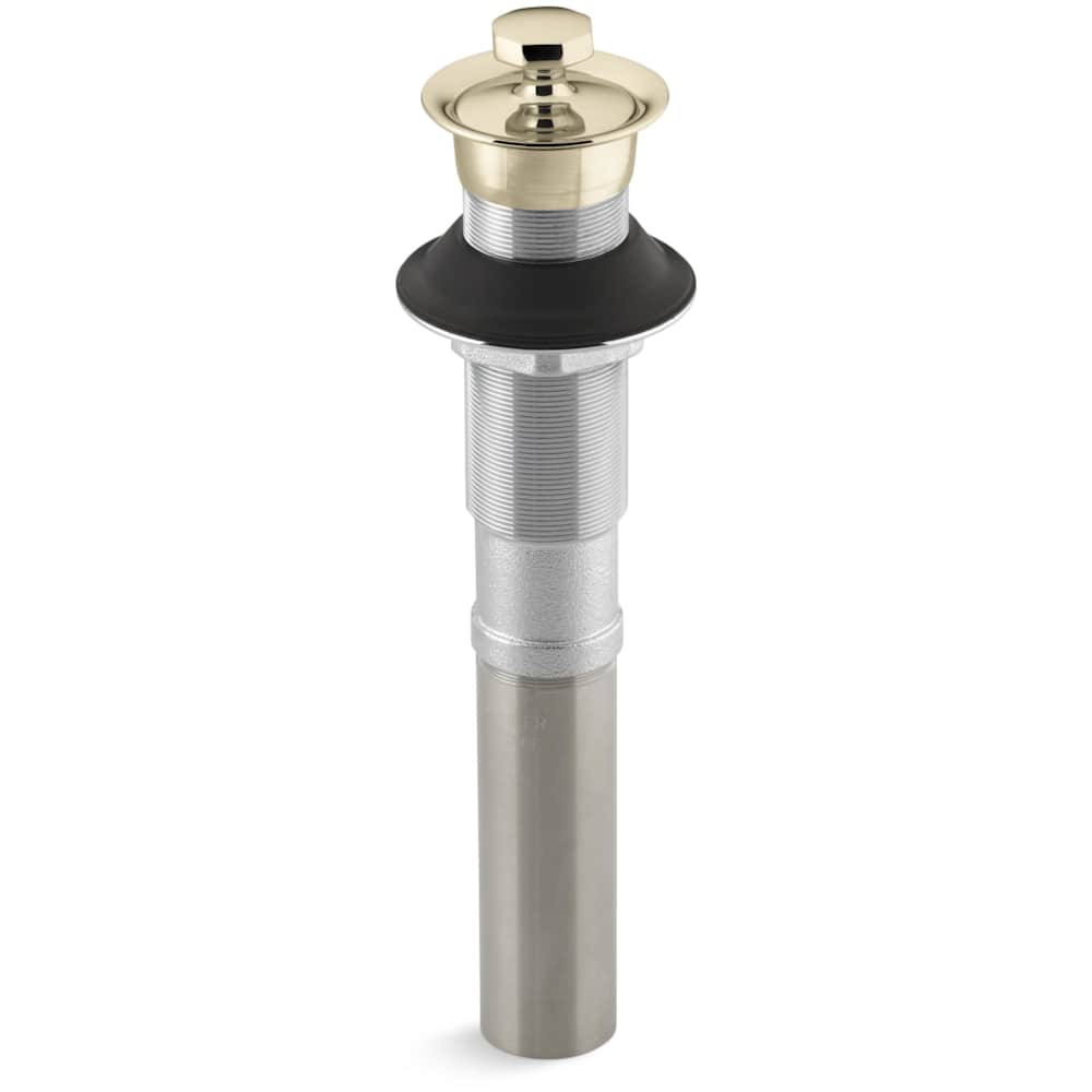 Lavatory Drain with Non-Removable Metal Stopper - Less Overflow