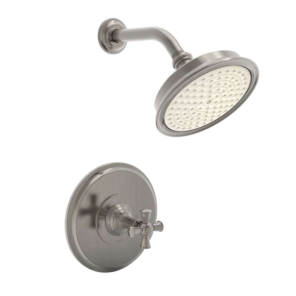 Aylesbury Single Handle Shower Valve Trim with Shower Head and Metal Cross Handle - Less Rough-In Valve