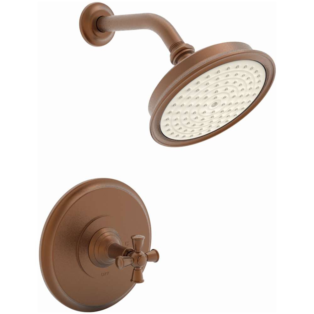 Aylesbury Single Handle Shower Valve Trim with Shower Head and Metal Cross Handle - Less Rough-In Valve