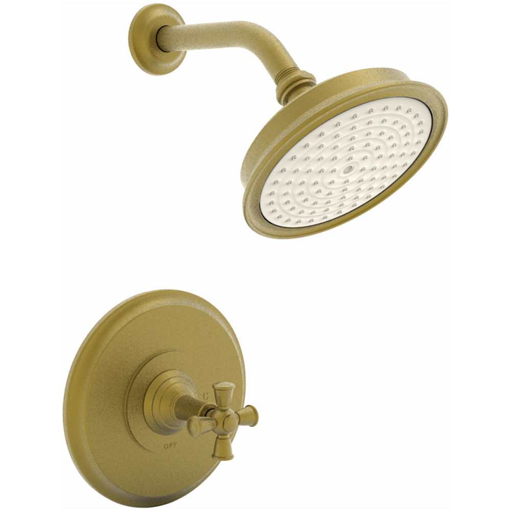 Aylesbury Single Handle Shower Valve Trim with Shower Head and Metal Cross Handle - Less Rough-In Valve