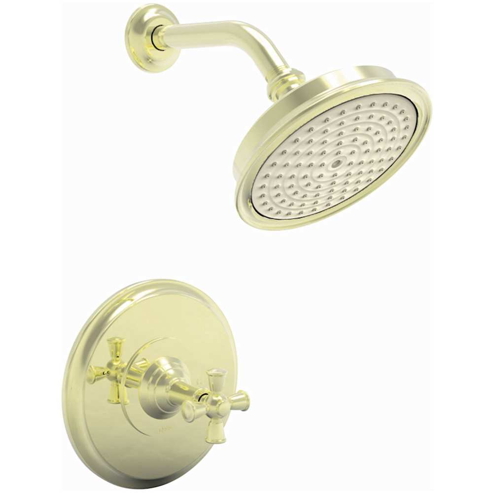 Aylesbury Single Handle Shower Valve Trim with Shower Head and Metal Cross Handle - Less Rough-In Valve
