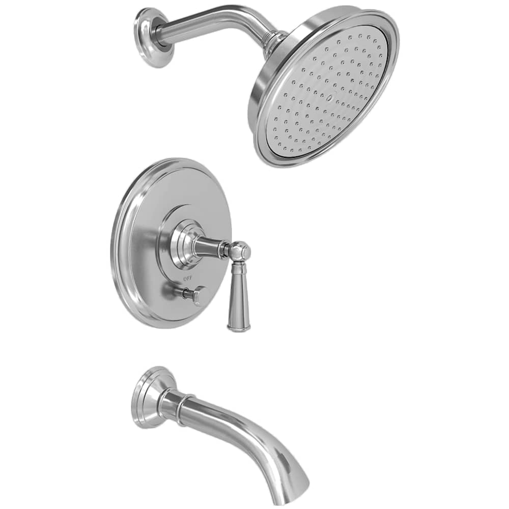 Single Handle Tub and Shower Valve Trim with Tub Spout, Shower Head, and Metal Lever Handle from the Aylesbury Collection