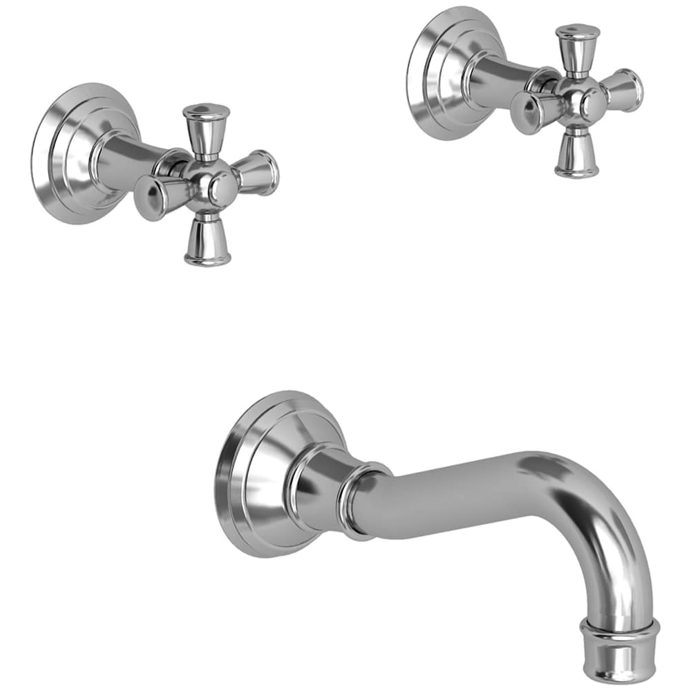 Double Handle Tub Filler with Tub Spout and Metal Cross Handles from the Jacobean Collection