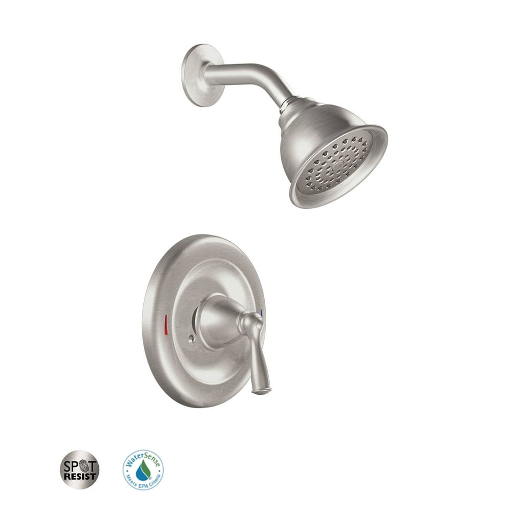 Moen Single Handle Posi-Temp Pressure Balanced Shower Trim with Shower Head from the Banbury Collection (Valve Included) Spot Resist Brushed Nickel
