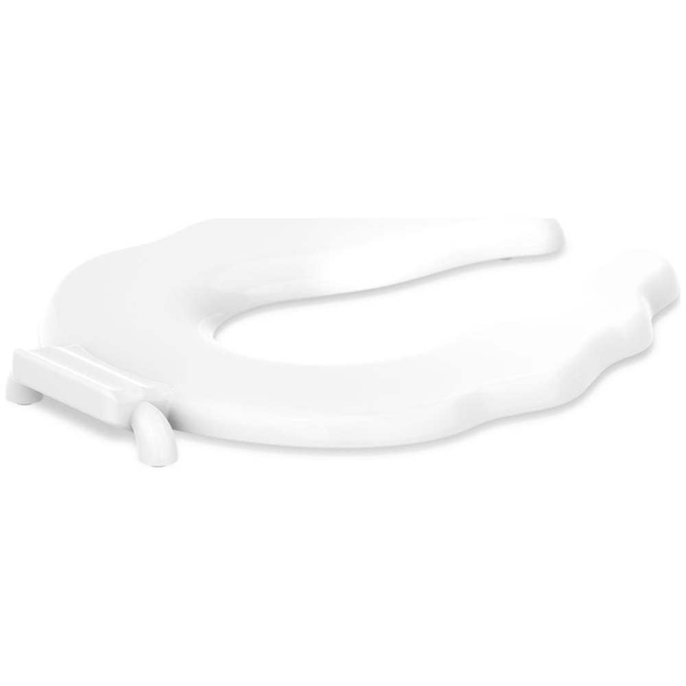 Primary Round Open Front Children's Toilet Seat with Anti-Microbial Agent and Green Hinge