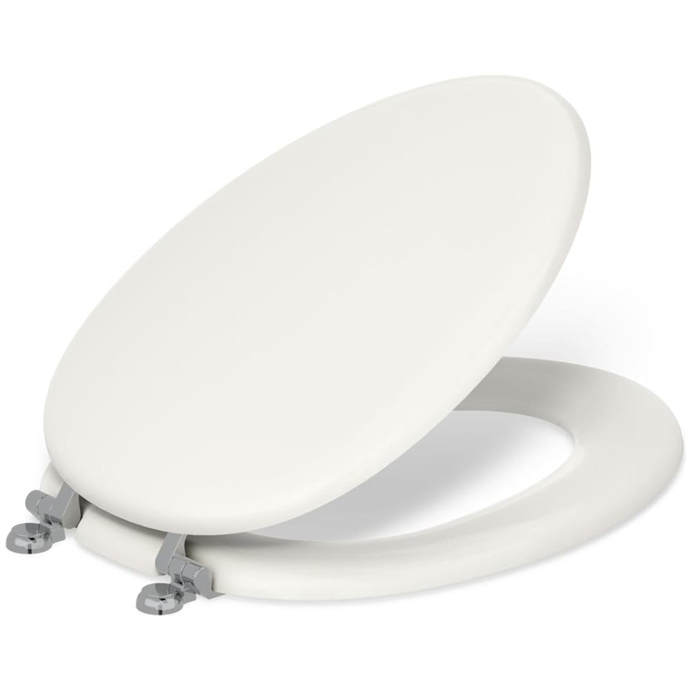 Kathryn Elongated Closed-Front Toilet Seat with Polished Chrome Hinges