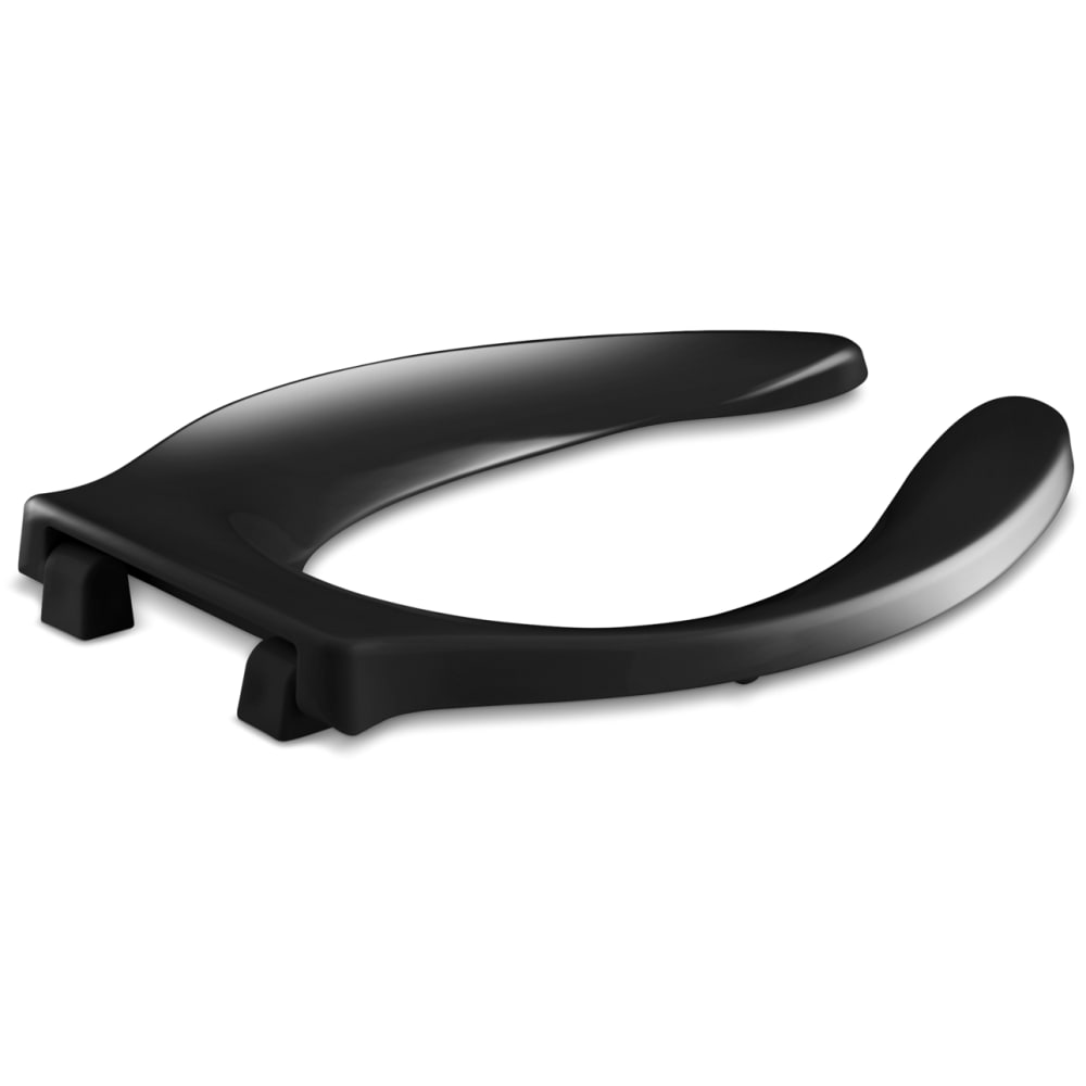 Stronghold Elongated Open-Front Toilet Seat with Integrated Handle and Self-Sustaining Check Hinge