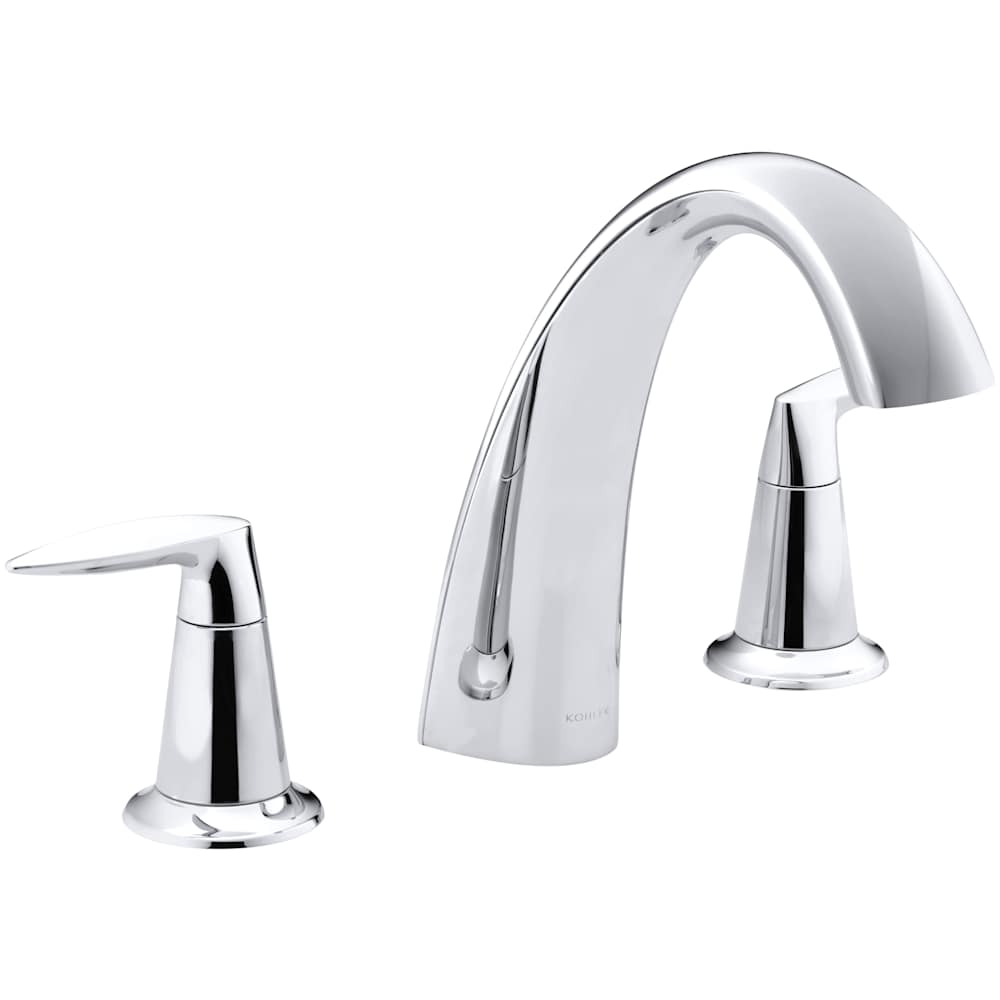 Alteo Double Handle Deck Mounted Roman Tub Filler Less Valve with High Arch Non-Diverter Tub Spout