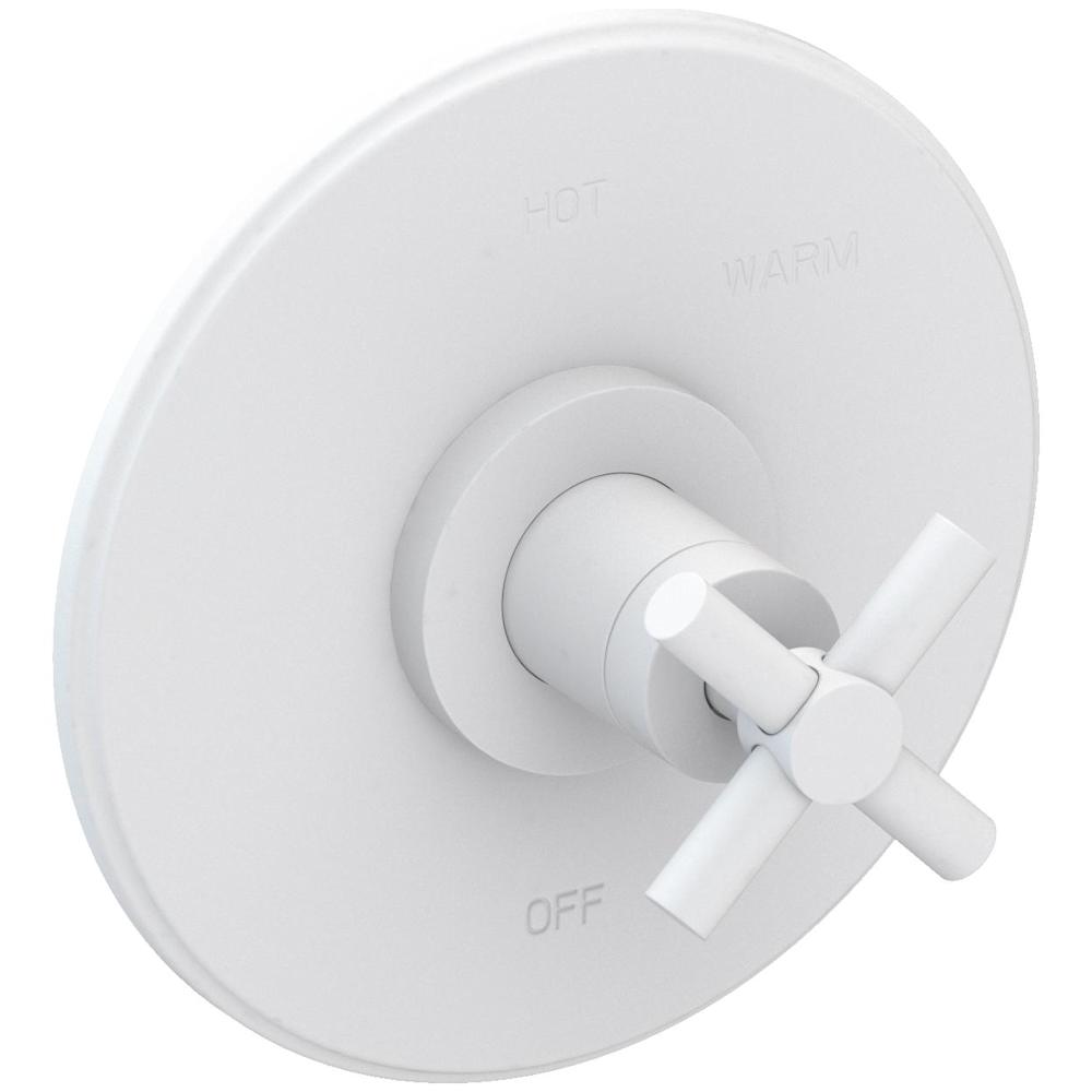 East Linear Collection Single Handle Round Pressure Balanced Shower Trim Plate Only with Metal Cross Handle