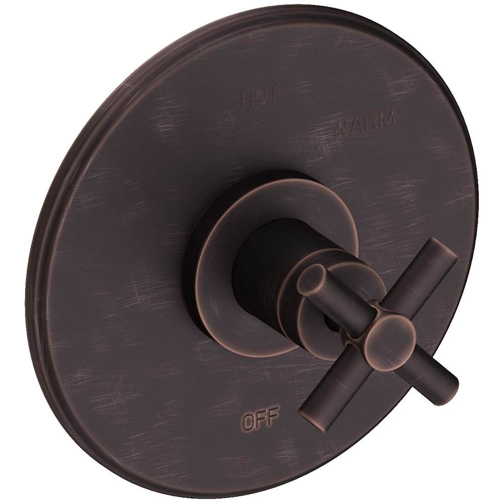 East Linear Collection Single Handle Round Pressure Balanced Shower Trim Plate Only with Metal Cross Handle