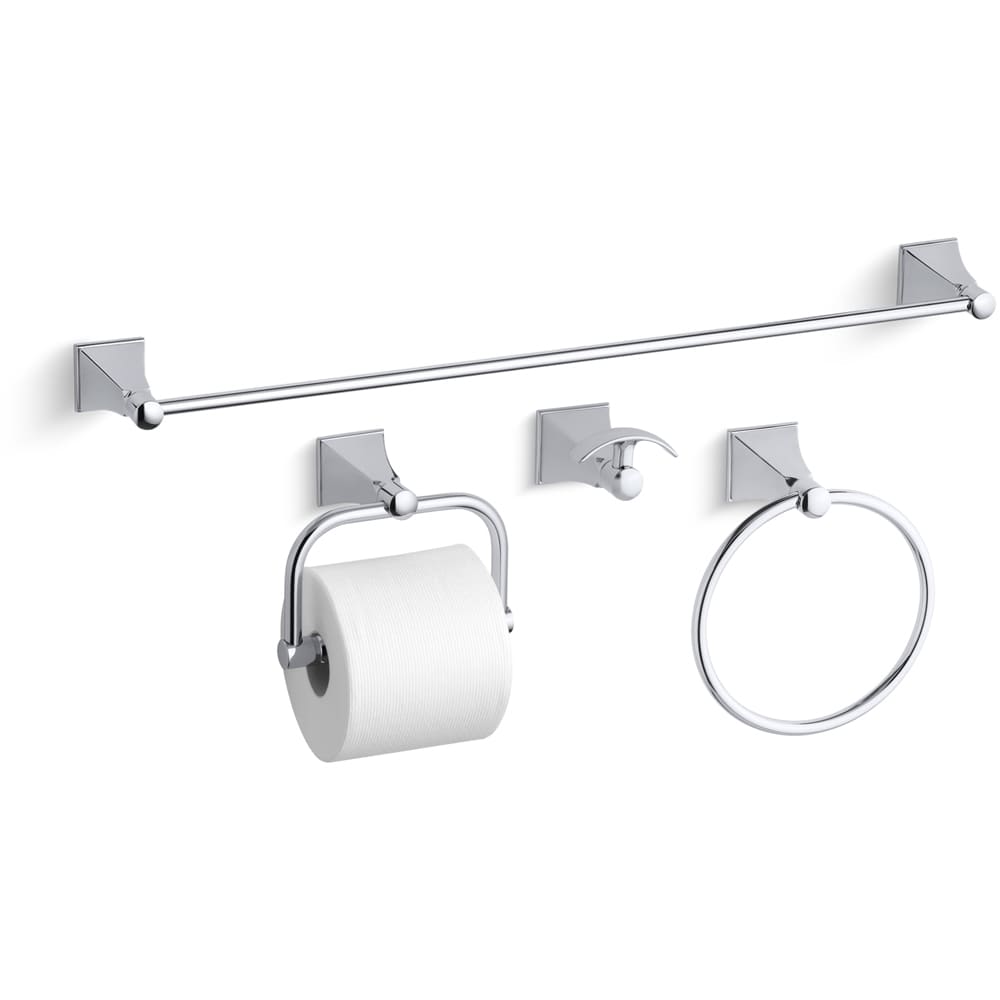 Memoirs Stately 24" Towel Bar, Towel Ring, Tissue Holder and Robe Hook