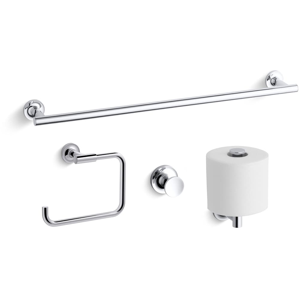 Purist 24" Towel Bar, Towel Ring, Tissue Holder and Robe Hook
