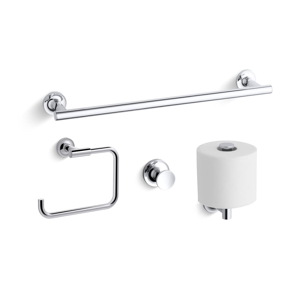 Purist 18" Towel Bar, Towel Ring, Tissue Holder and Robe Hook
