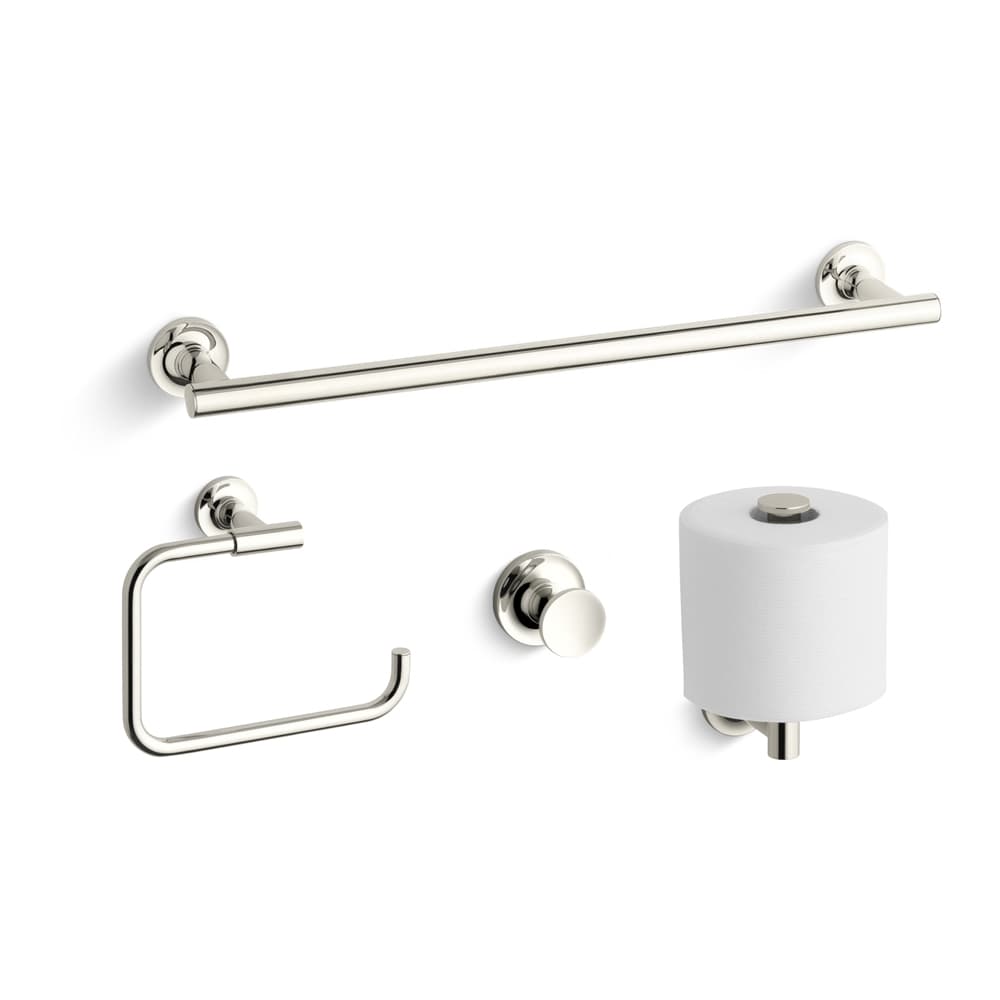 Purist 18" Towel Bar, Towel Ring, Tissue Holder and Robe Hook