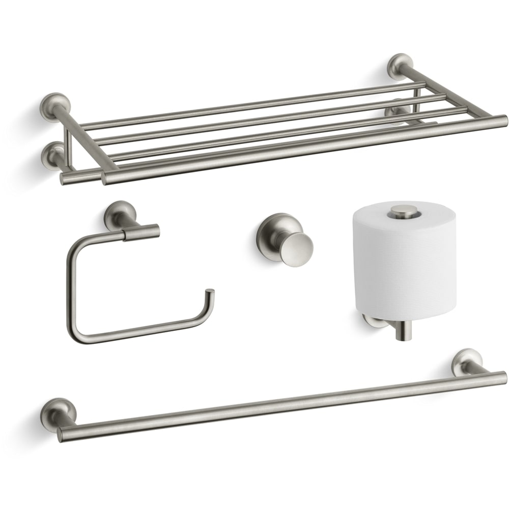 Purist 24" Towel Rack, 24" Towel Bar, Towel Ring, Tissue Holder and Robe Hook