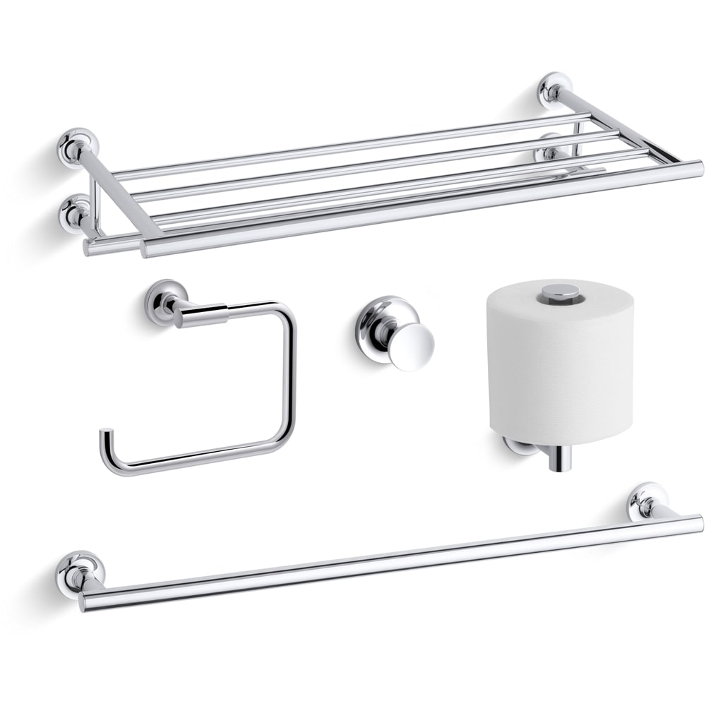 Purist 24" Towel Rack, 24" Towel Bar, Towel Ring, Tissue Holder and Robe Hook