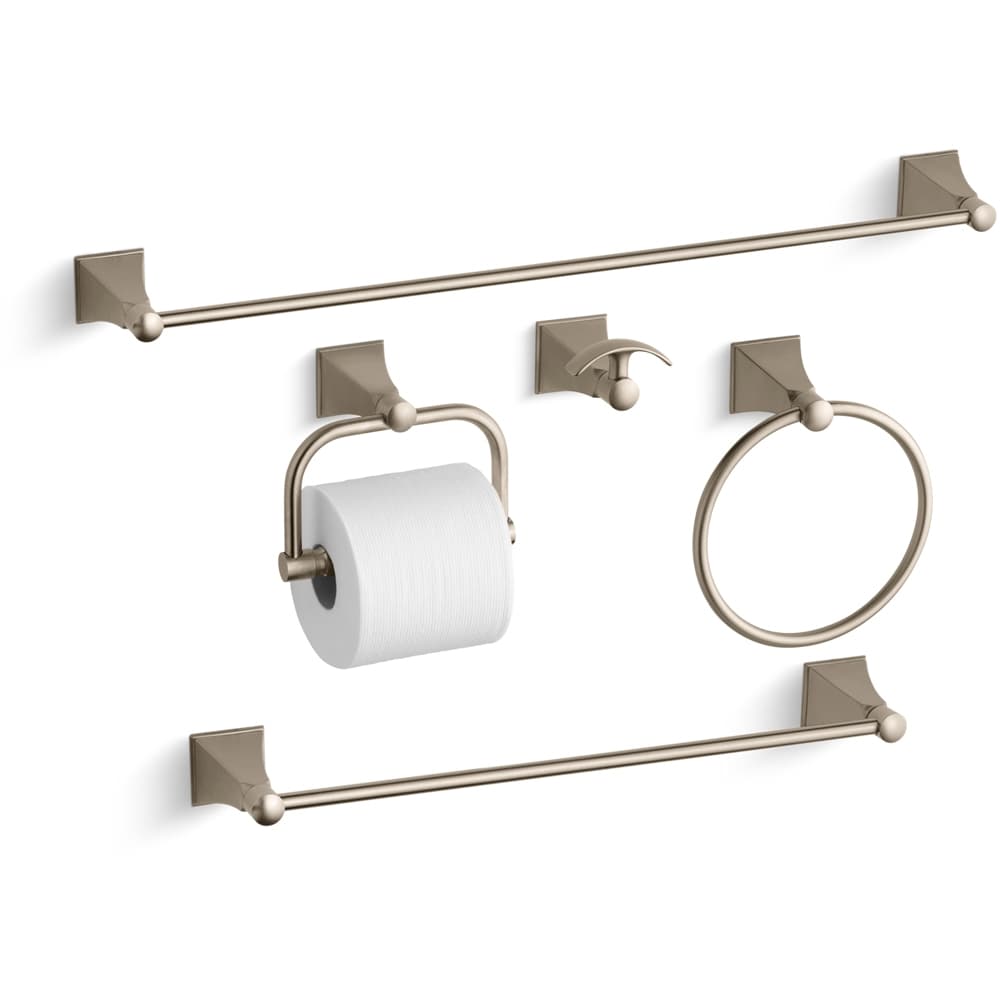 Memoirs Stately 24" Towel Bar, 18" Towel Bar, Towel Ring, Tissue Holder and Robe Hook