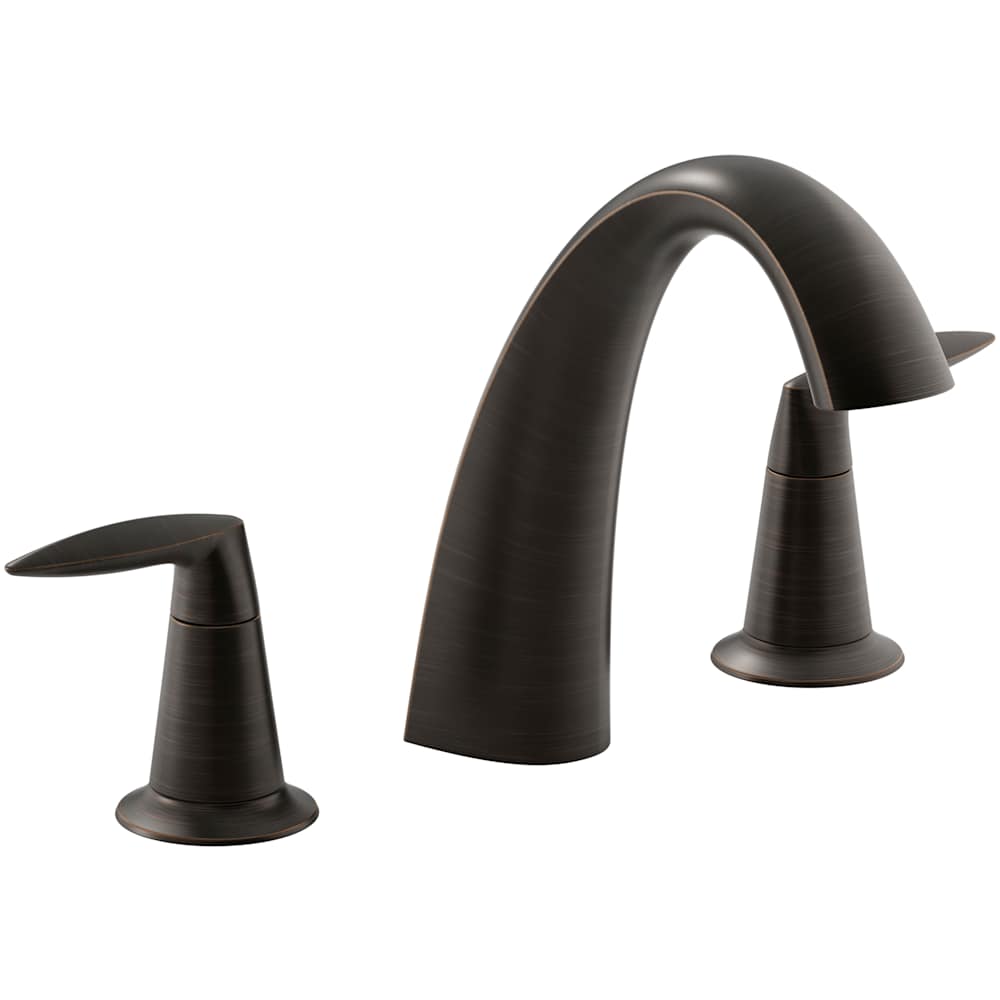 Alteo Double Handle Deck Mounted Roman Tub Filler Less Valve with High Arch Non-Diverter Tub Spout