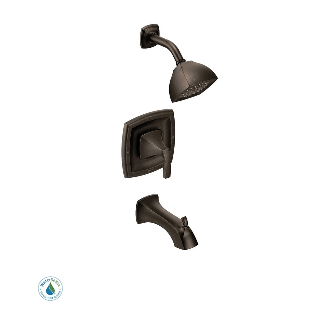 Moen Single Handle Posi-Temp Pressure Balanced Shower Trim with Shower Head from the Caldwell Collection (Valve Included) Mediterranean Bronze