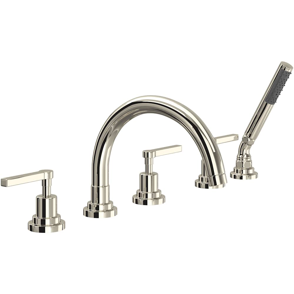 Lombardia Deck Mounted Tub Filler with Built-In Diverter - Includes Hand Shower