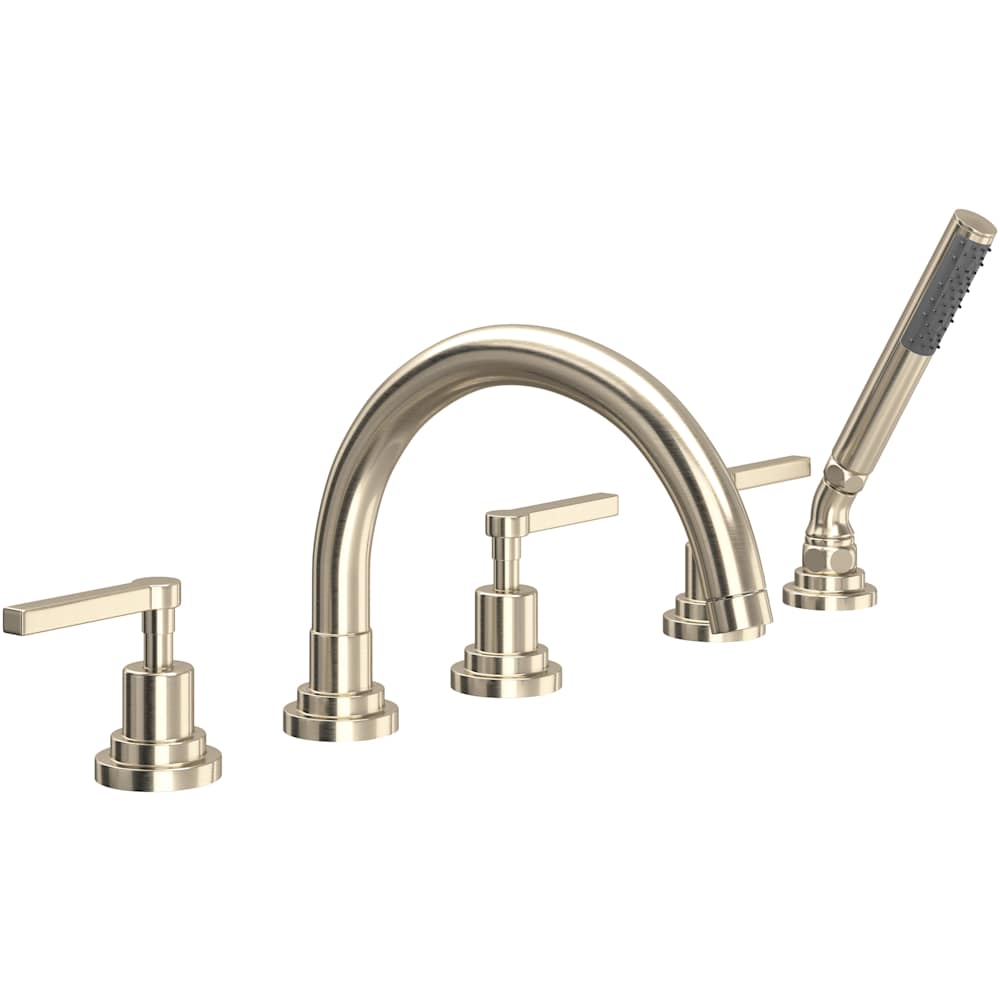 Lombardia Deck Mounted Tub Filler with Built-In Diverter - Includes Hand Shower