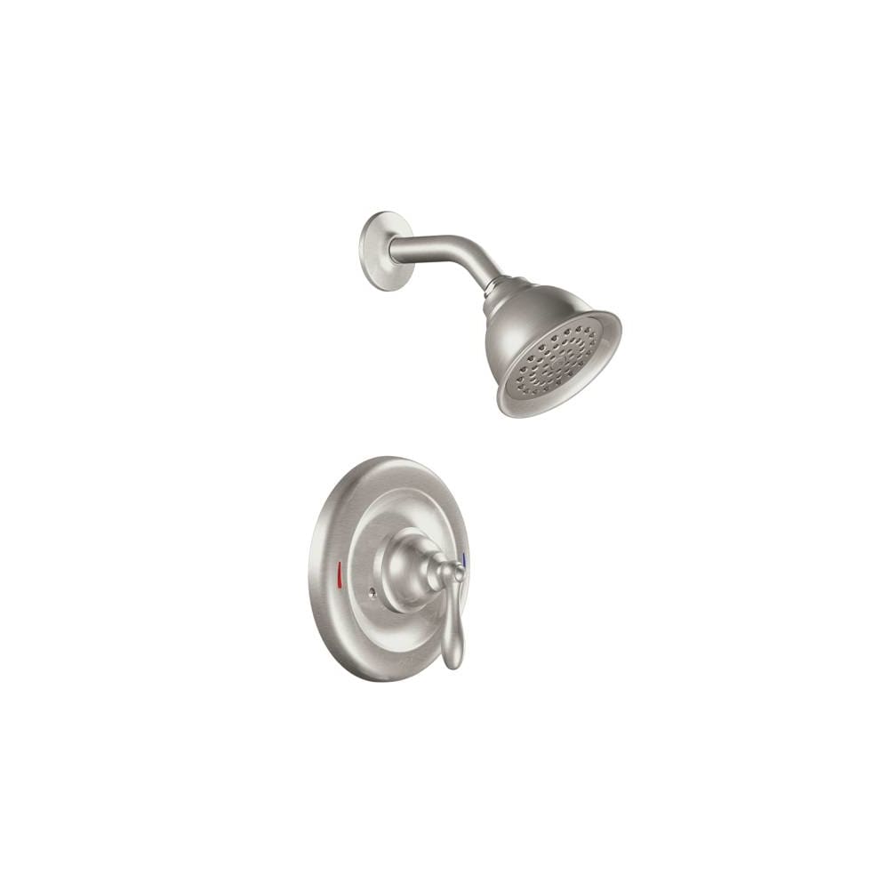 Moen Single Handle Posi-Temp Pressure Balanced Shower Trim with Shower Head from the Caldwell Collection (Valve Included) Spot Resist Brushed Nickel