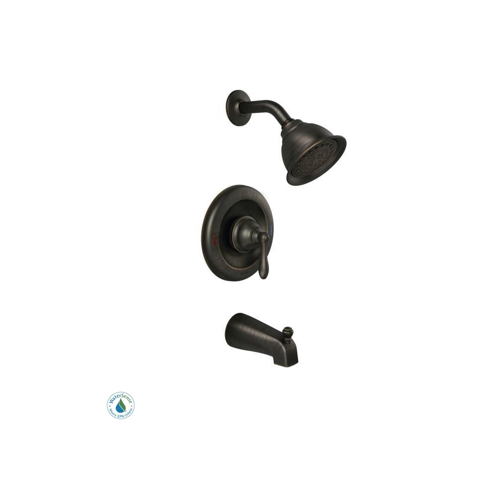 Moen Posi-Temp Pressure Balanced Tub and Shower Trim with 1.75 GPM Shower Head and Tub Spout from the Caldwell Collection (Valve Included) Mediterranean Bronze