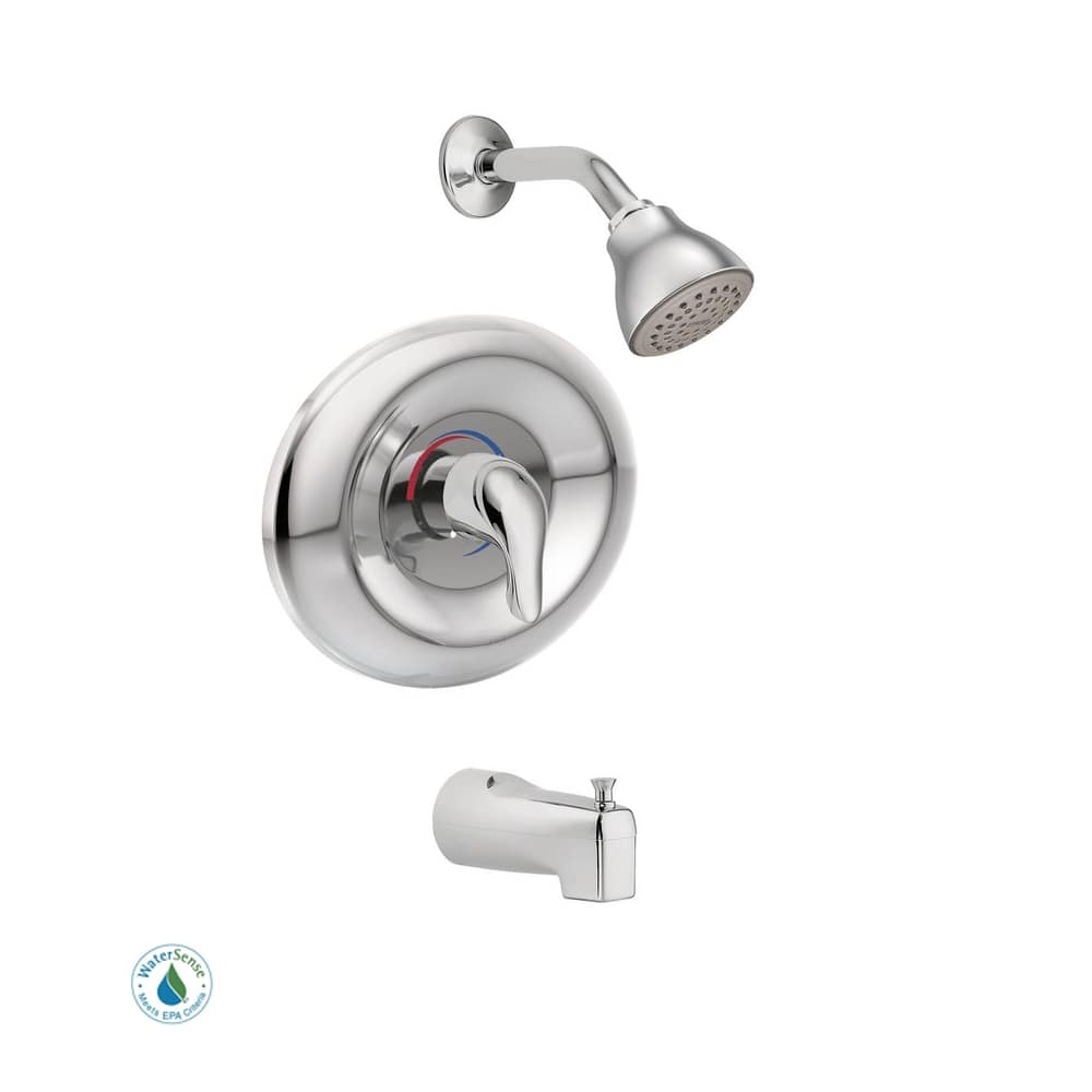 Moen Posi-Temp Pressure Balanced Tub and Shower Trim with 1.75 GPM Shower Head and Tub Spout from the Chateau Collection (Valve Included) Chrome