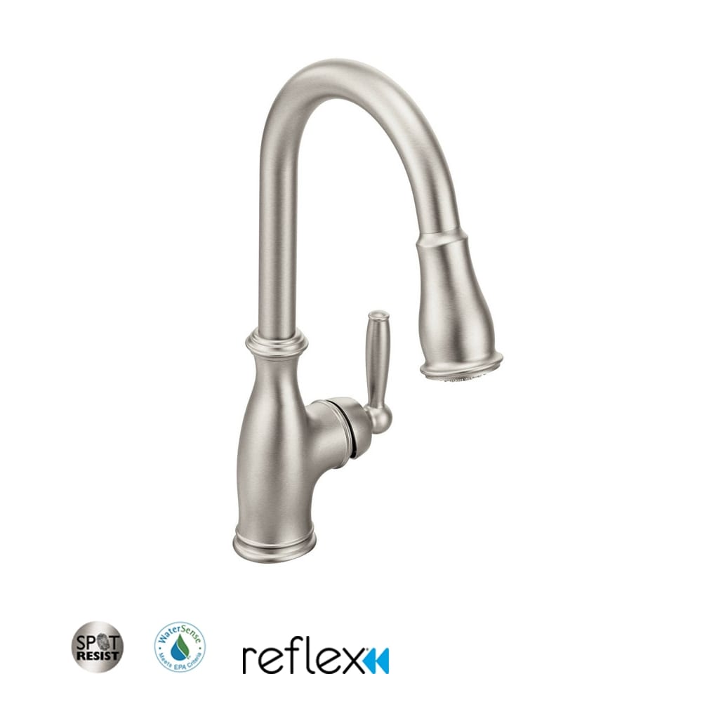 Moen Brantford Single Handle Pulldown Spray Kitchen Faucet with Reflex Technology Spot Resist Stainless