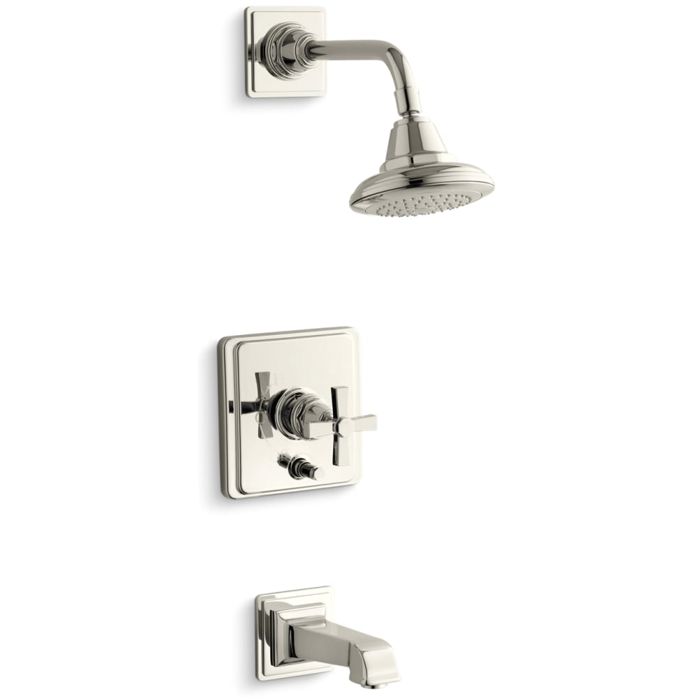 Single Handle RiteTemp Tub and Shower Trim with Single Function Shower Head from the Pinstripe Pure Series