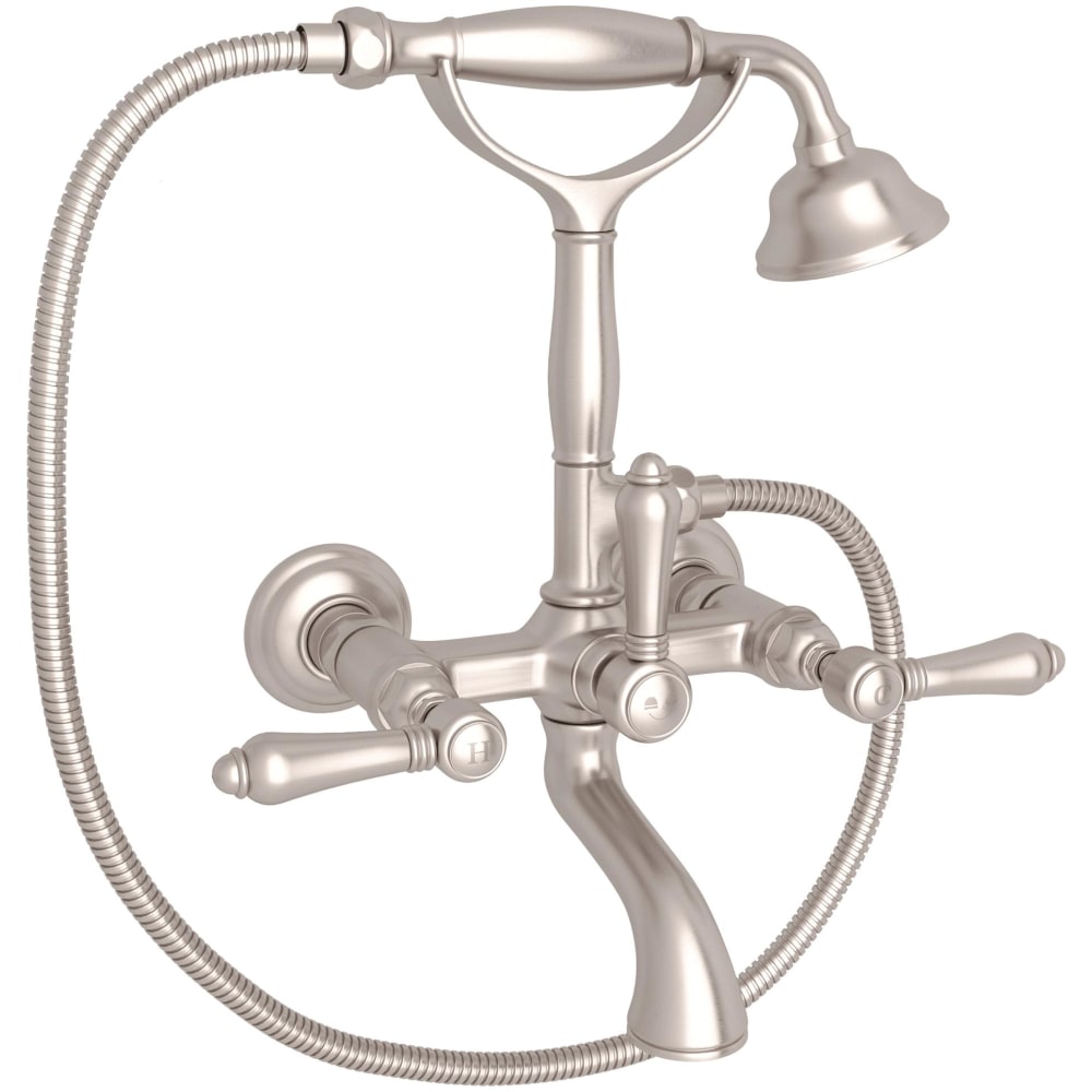 Acqui Bath Wall Mounted Tub Filler with Built-In Diverter - Includes Hand Shower