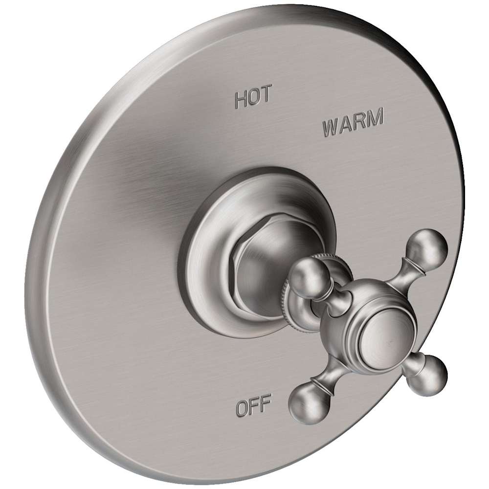 Victoria Collection Single Handle Round Pressure Balanced Shower Trim Plate Only with Metal Cross Handle