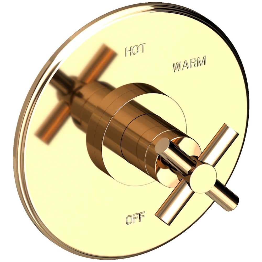 East Linear Collection Single Handle Round Pressure Balanced Shower Trim Plate Only with Metal Cross Handle