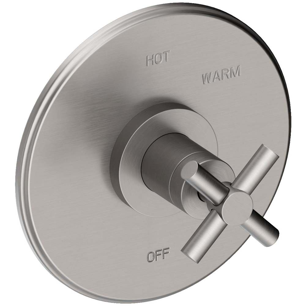 East Linear Collection Single Handle Round Pressure Balanced Shower Trim Plate Only with Metal Cross Handle