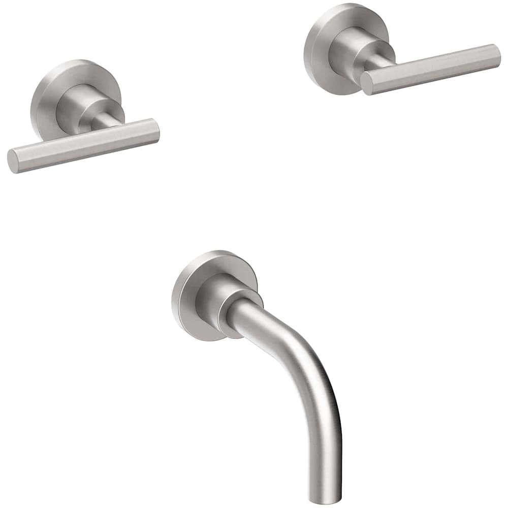 East Linear Double Handle Wall Mounted Tub Filler with Metal Lever Handles