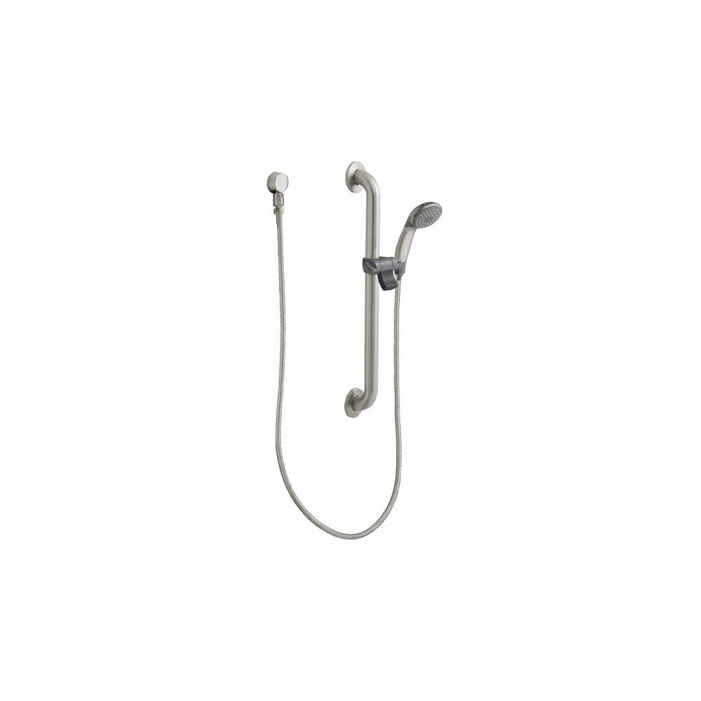 Moen Single Function Hand Shower Package with Slide Bar, Hose and Wall Supply Included from the M-DURA Collection Classic Brushed Nickel
