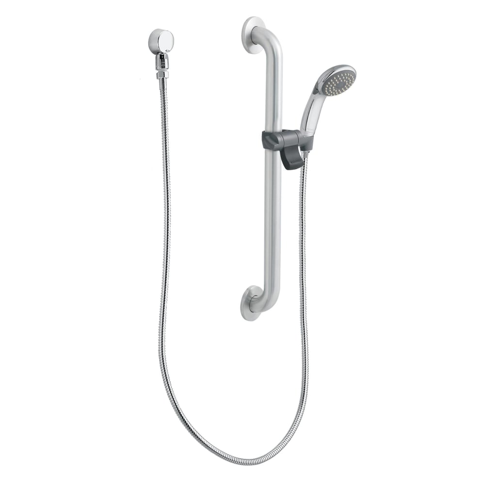 Moen Single Function Hand Shower Package with Slide Bar, Hose and Wall Supply Included from the M-DURA Collection Chrome/Stainless