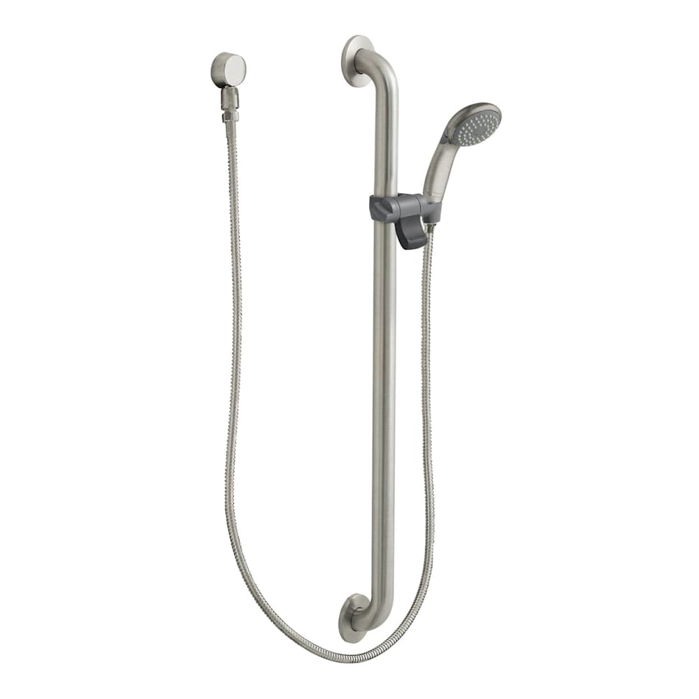 Moen Single Function Hand Shower Package with Slide Bar, Hose and Wall Supply from the M-DURA Collection Classic Brushed Nickel