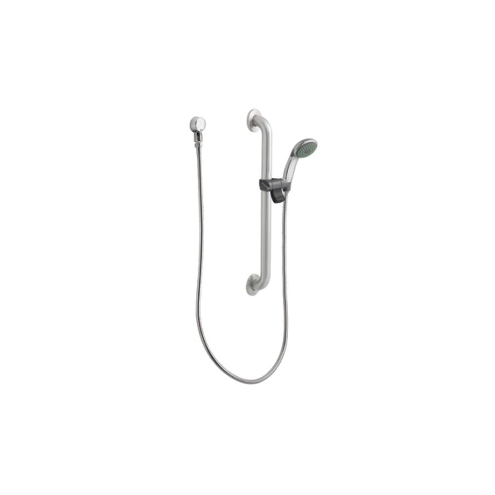 Moen Single Function Hand Shower Package with Slide Bar, Hose and Wall Supply Included from the M-DURA Collection Chrome/Stainless