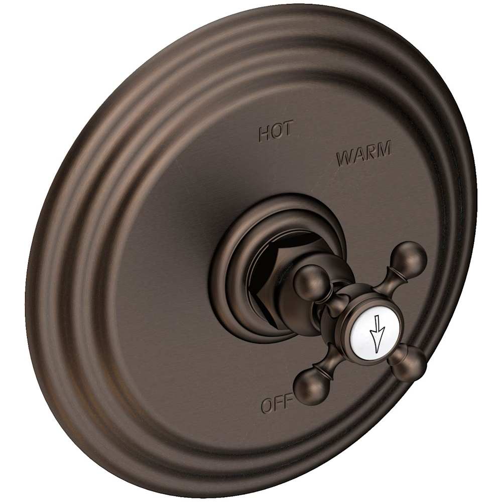 Alveston Collection Single Handle Round Pressure Balanced Shower Trim Plate Only with Metal Cross Handle