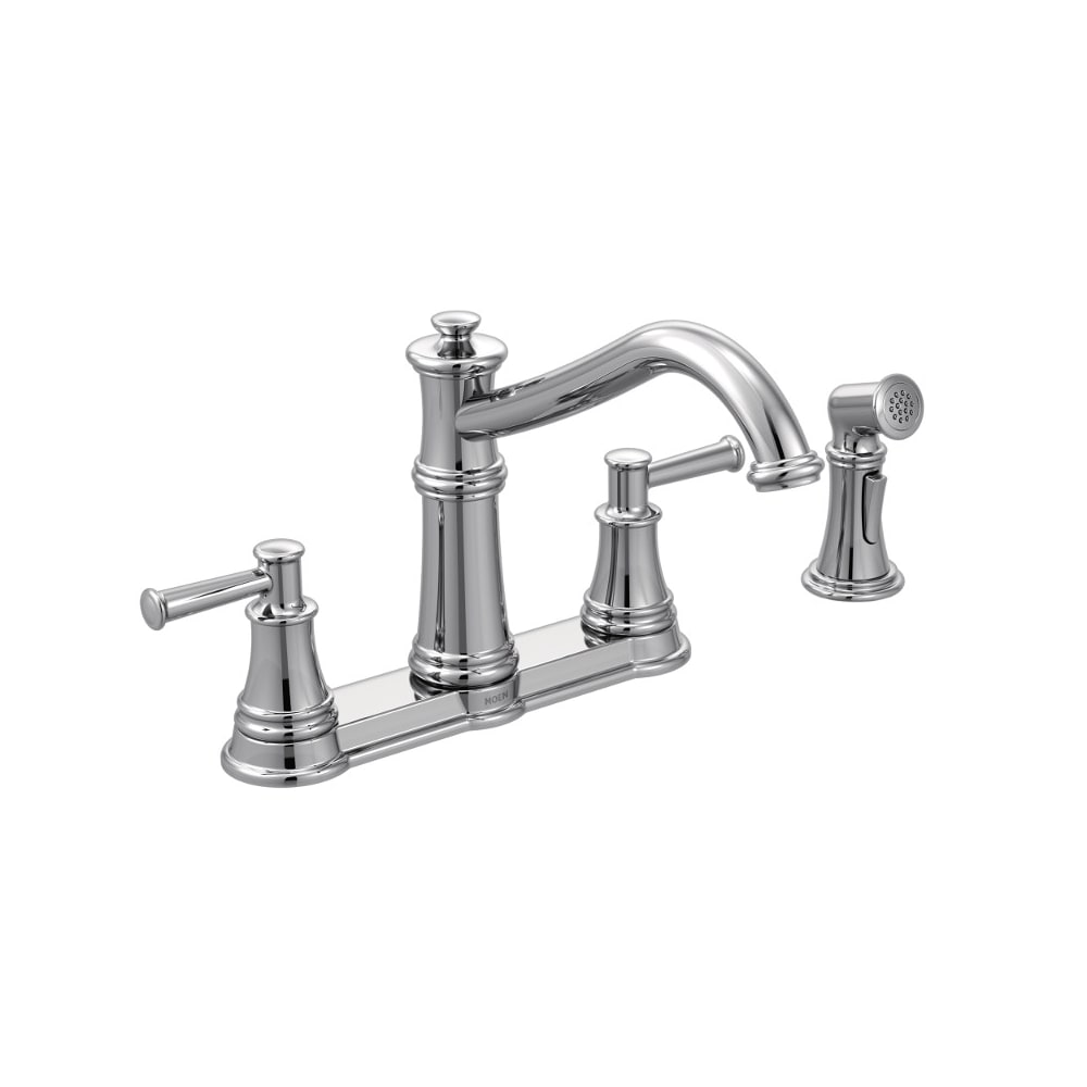 Moen Belfield 1.5 GPM High-Arc Double Handle Kitchen Faucet with Side Spray Chrome