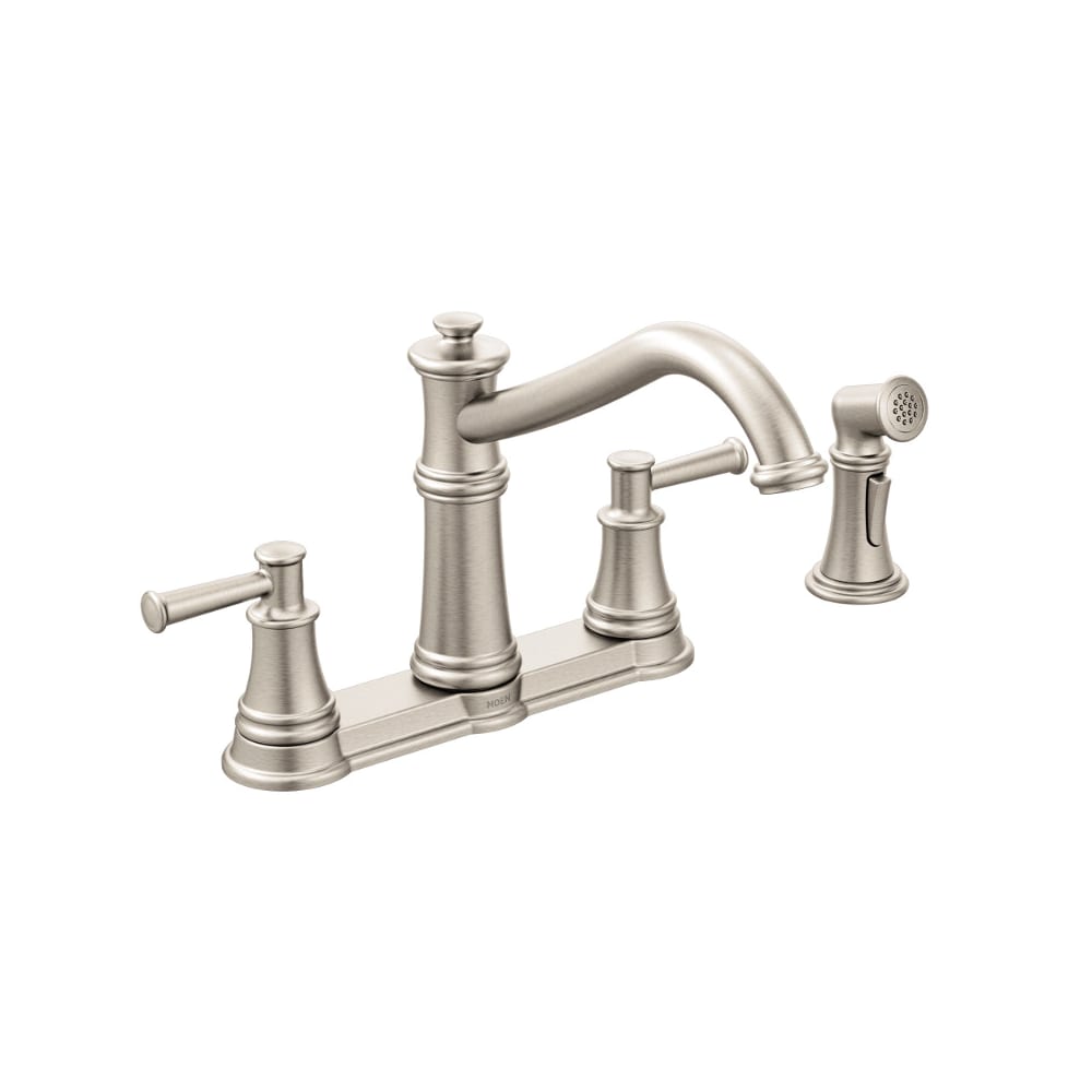 Moen Belfield 1.5 GPM High-Arc Double Handle Kitchen Faucet with Side Spray Spot Resist Stainless