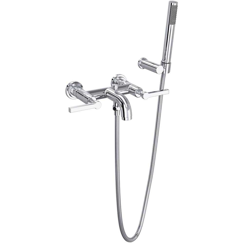 Lombardia Wall Mounted Tub Filler with Built-In Diverter - Includes Hand Shower