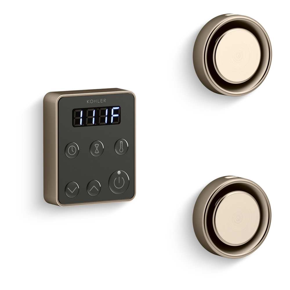 Invigoration Tandem Steam Control Kit with Fast-Response, Power Clean, Digital Clock, and Two Steam Heads with Aromatherapy Reservoirs